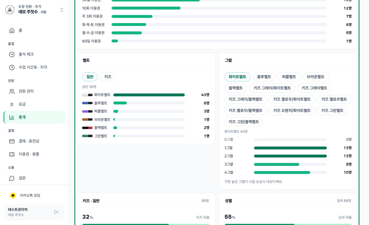 통계 열기 화면